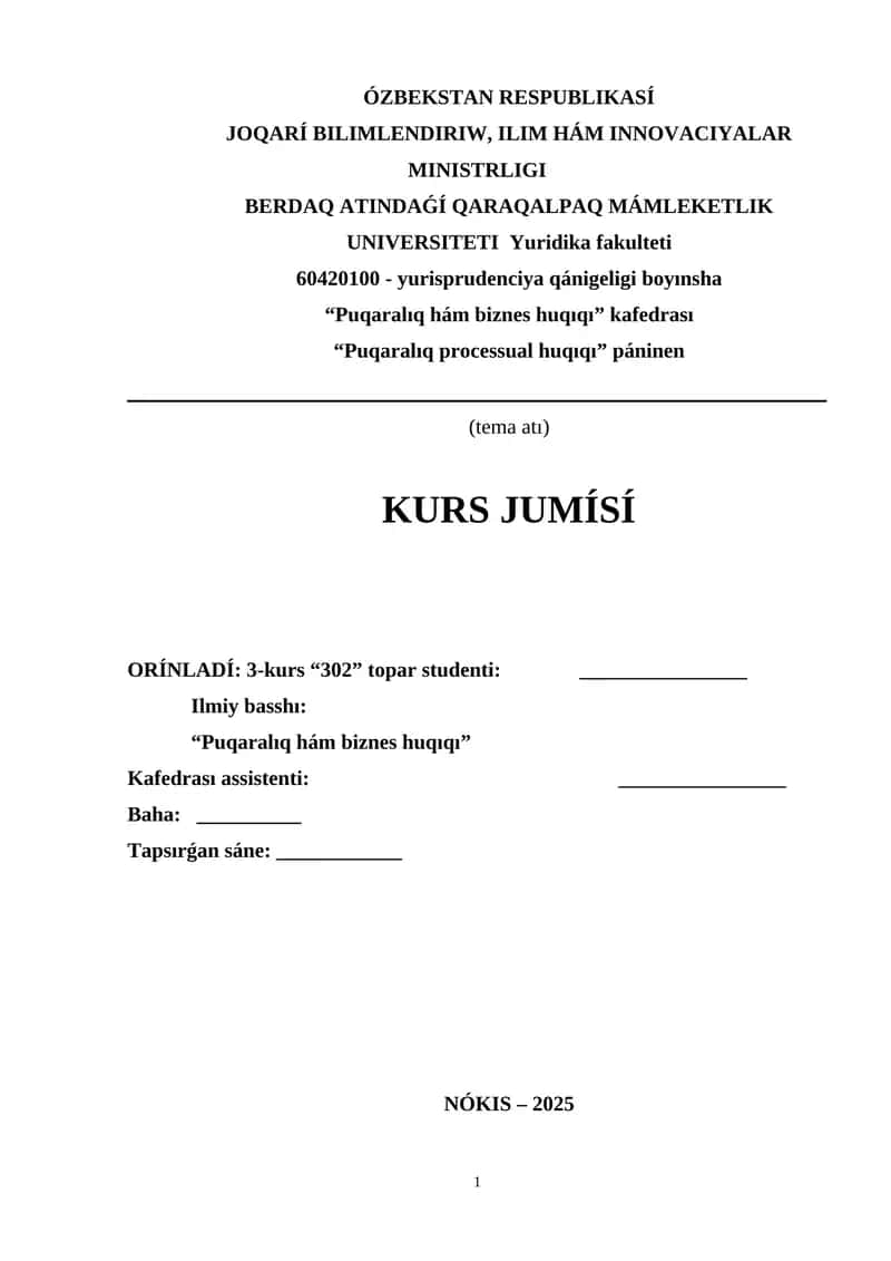 Ayrıqsha tártipte is júrgiziw