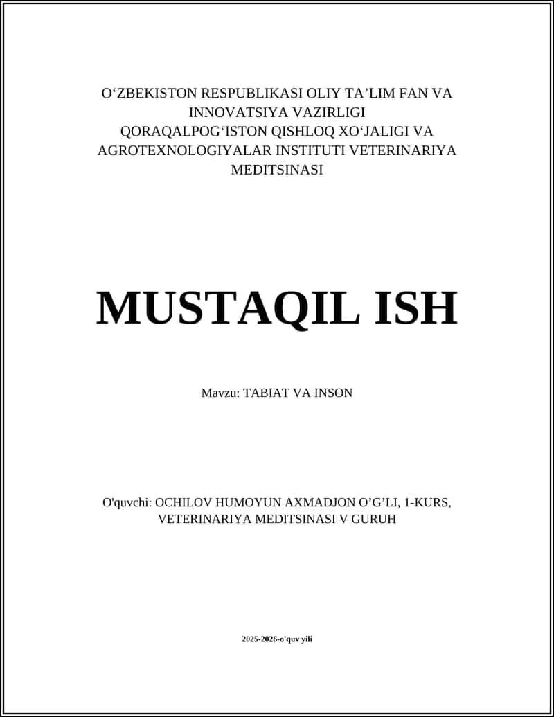 TABIAT VA INSON