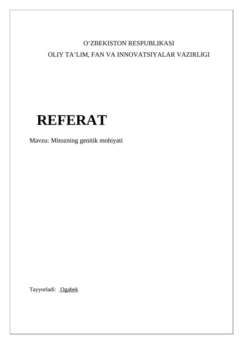 Mitozning genetik mohiyati