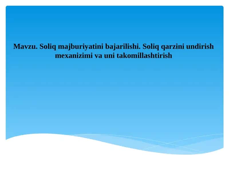 Soliq majburiyatini bajarilishi