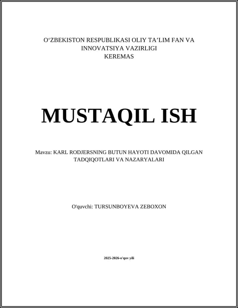 KARL RODJERS TOKHALLUSLARINI TAHLIL QILISH