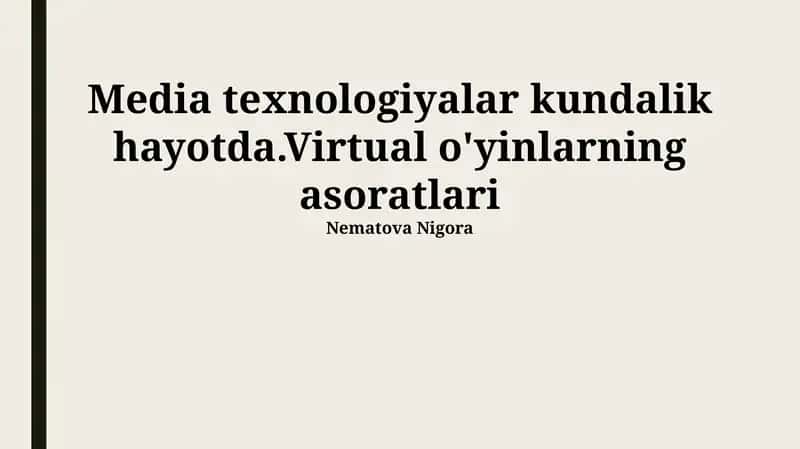 Kundalik Hayotda Media Texnologiyalari