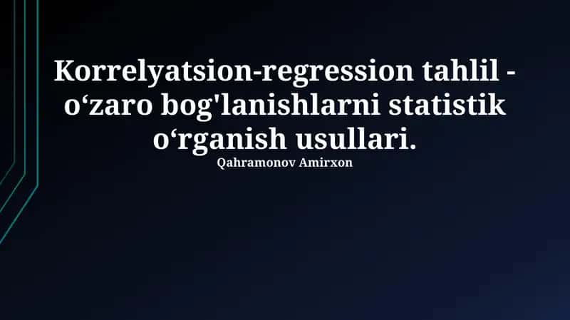 Korrelyatsion-regression tahlil