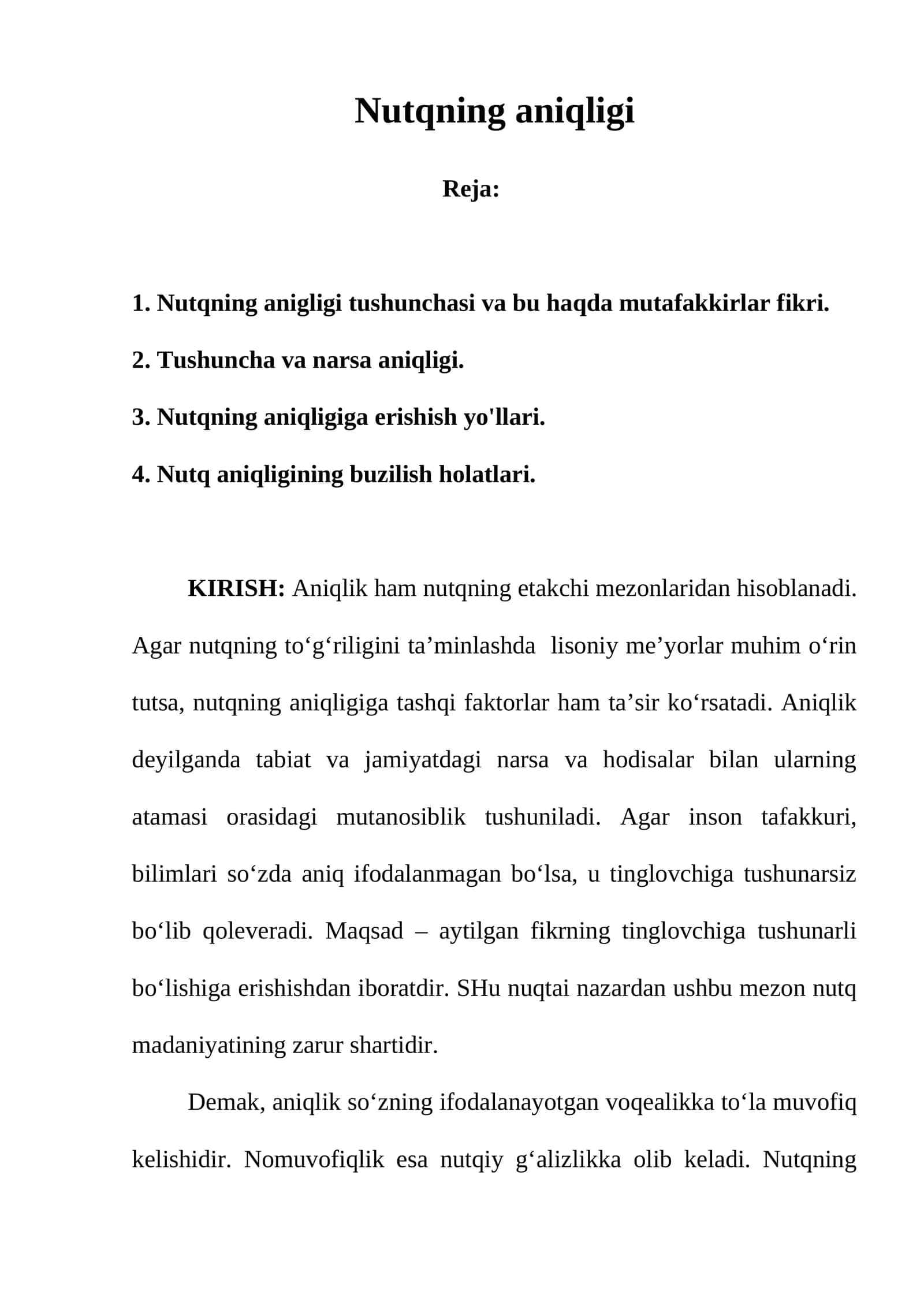 Nutqning aniqligi