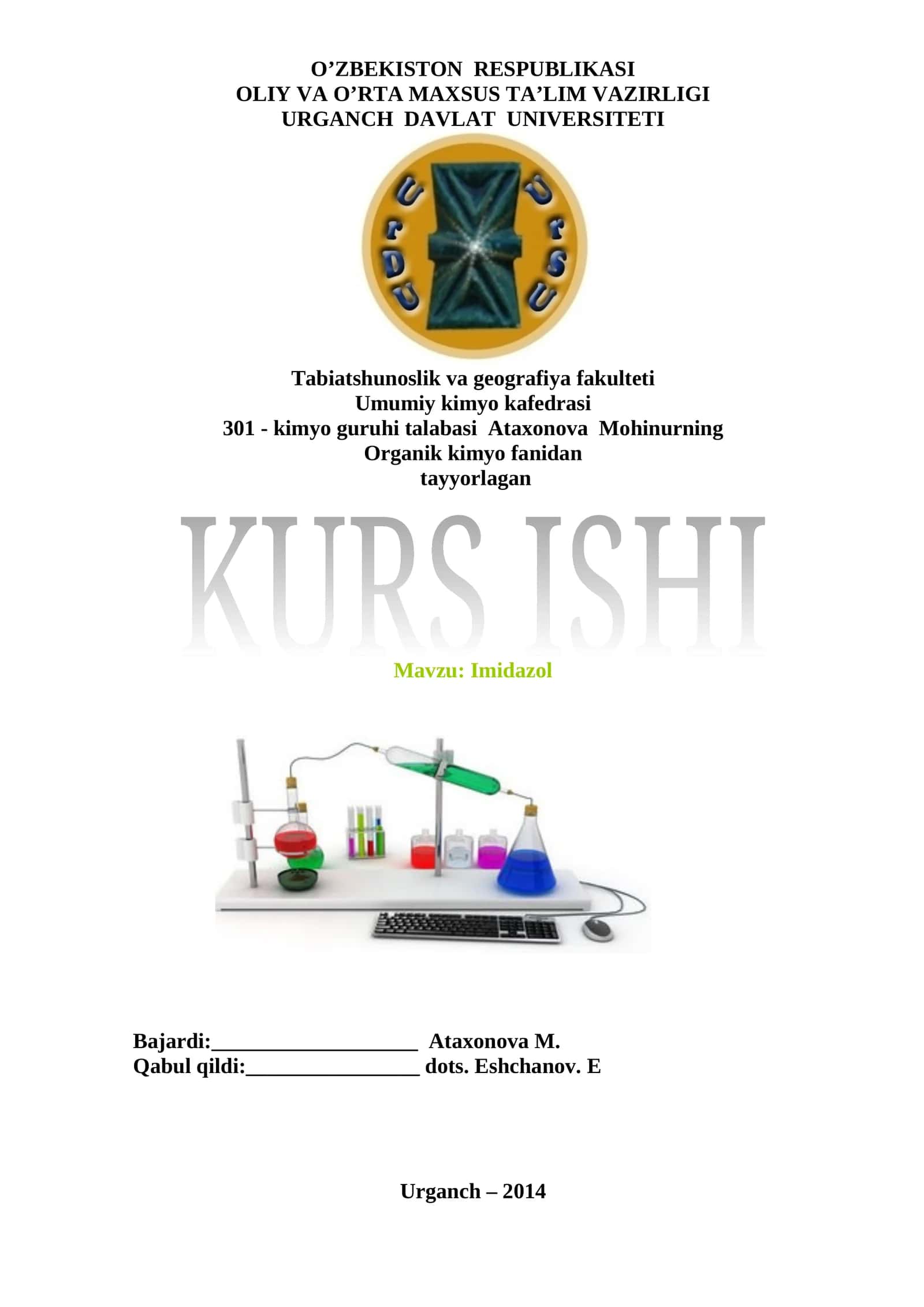 Imidazol va uning kimyoviy xossalari