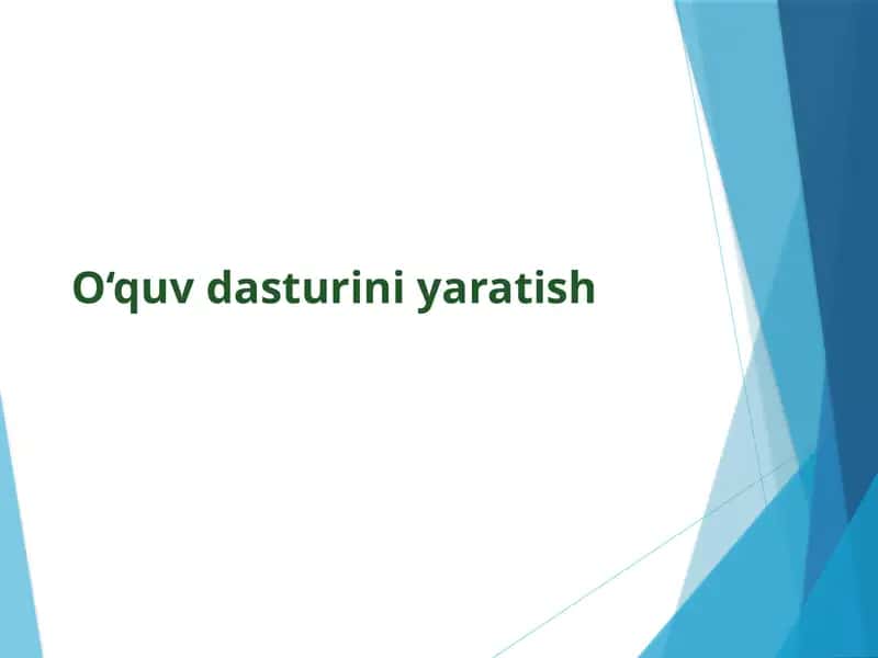 O‘quv dasturi