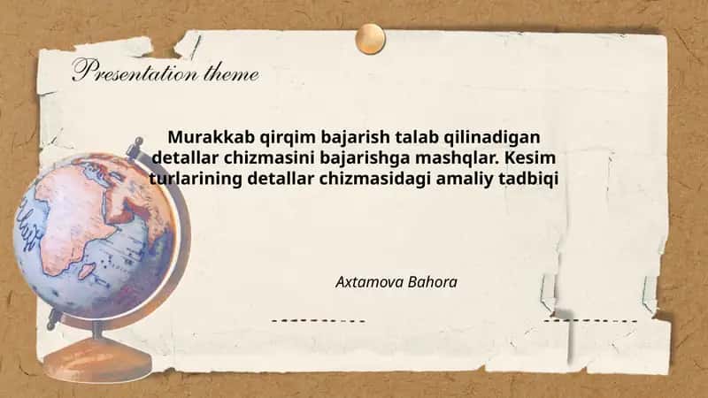 Murakkab qirqim bajarish talab qilinadigan detallar chizmasi bajarishga mashqlar