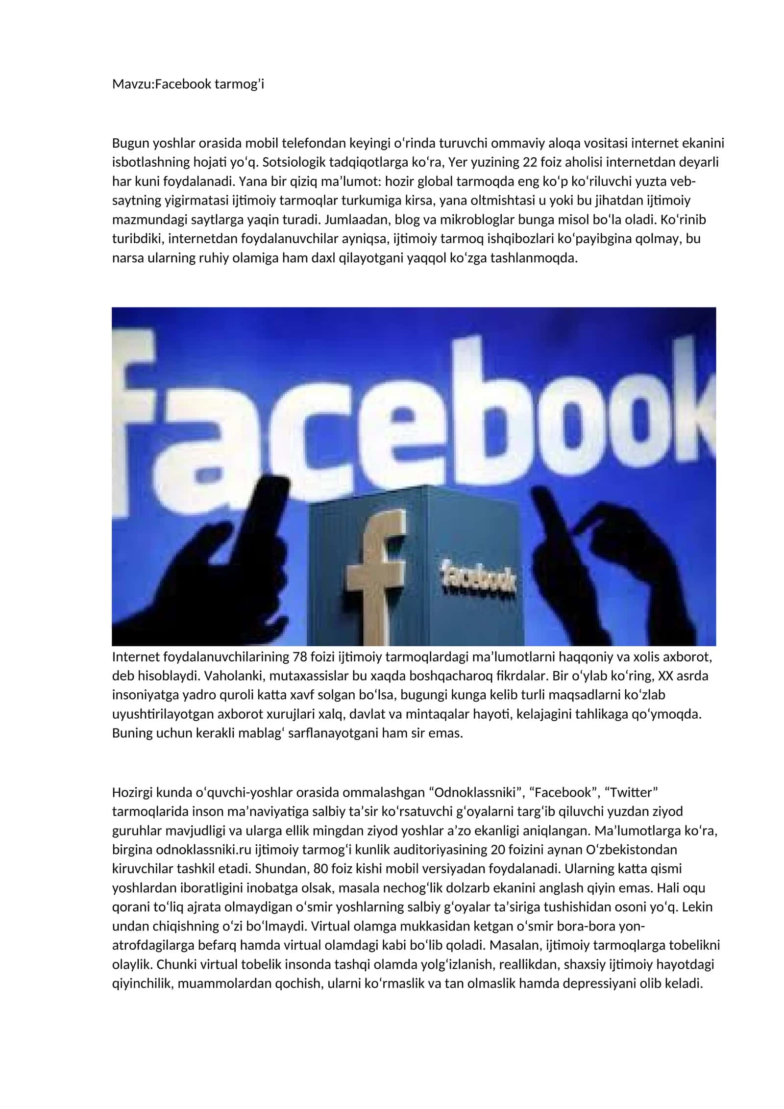 Facebook tarmog’i