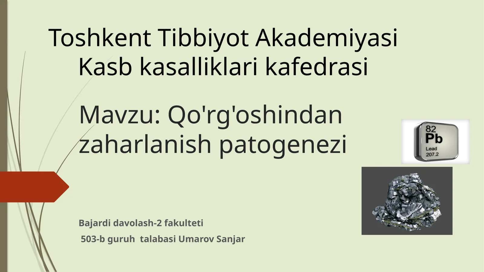 Qo'rg'oshindanzaharlanish patogenezi