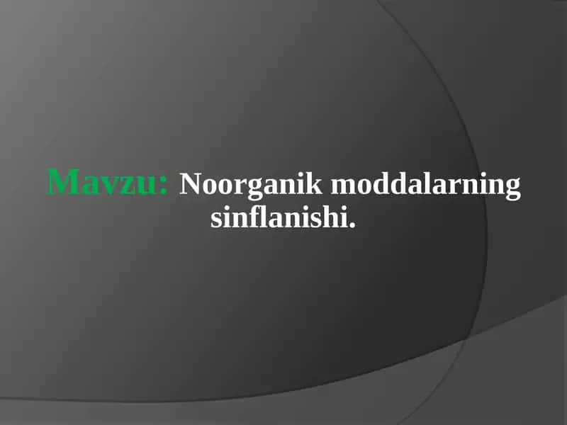 Noorganik moddalar