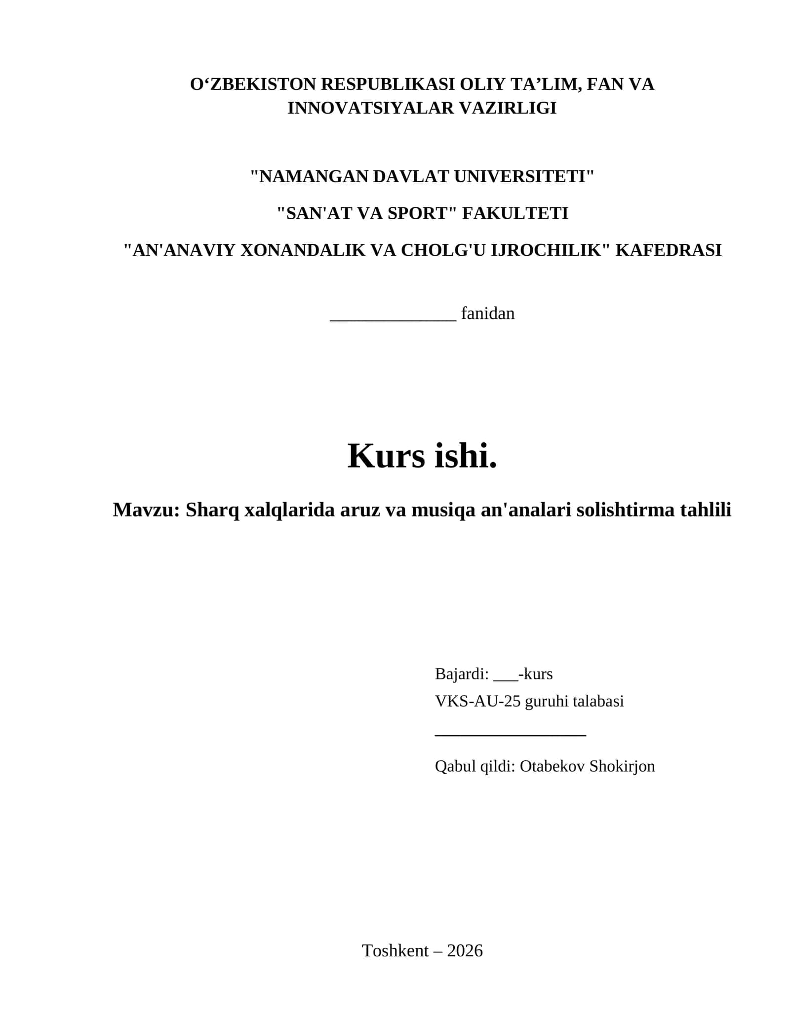 Sharq xalqlarida aruz va musiqa an'analari solishtirma tahlili