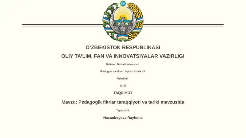 Pedagogik fikrlar taraqqiyoti va tarixi