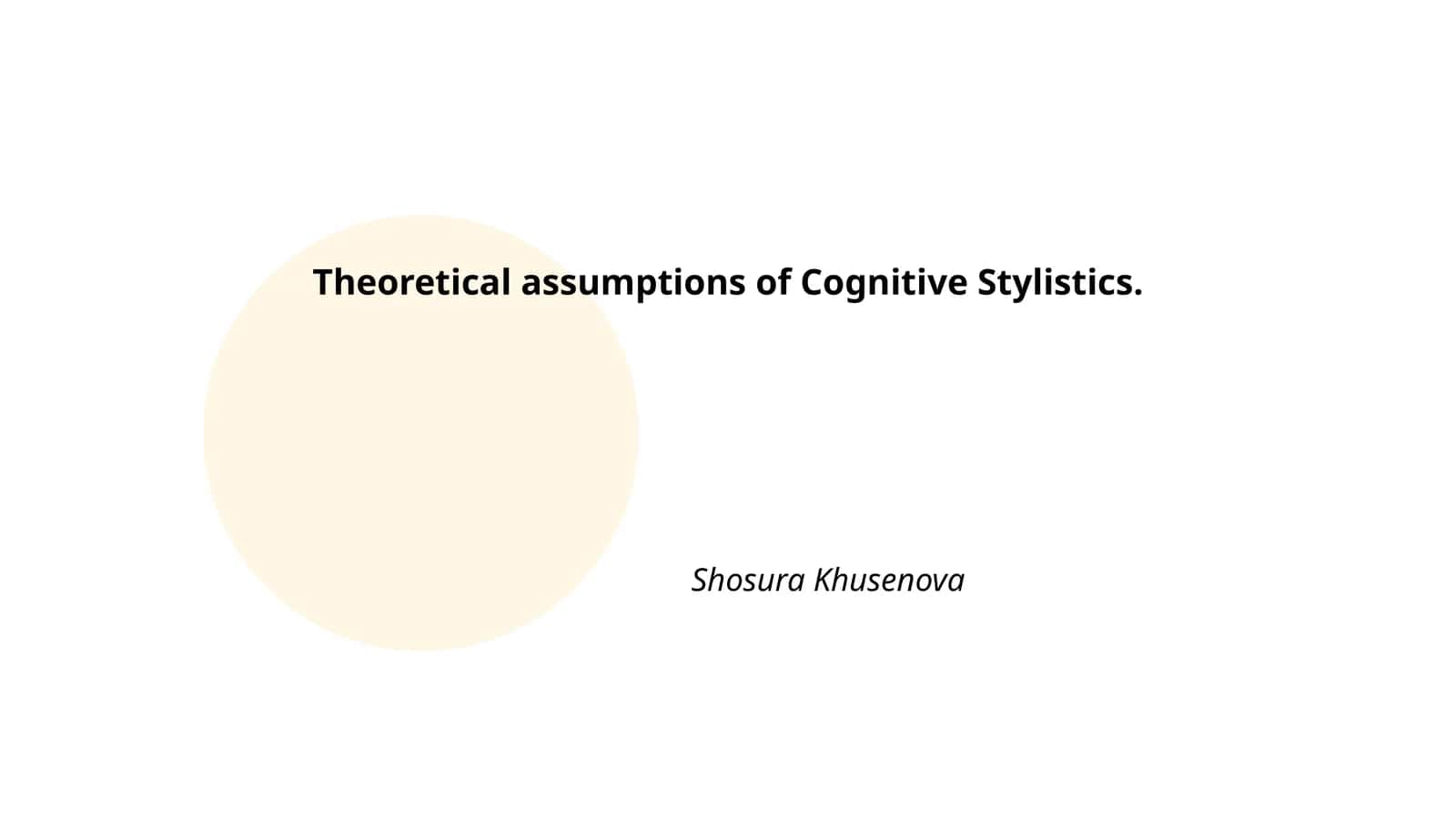 Theoretical assumptions of Cognitive Stylistics