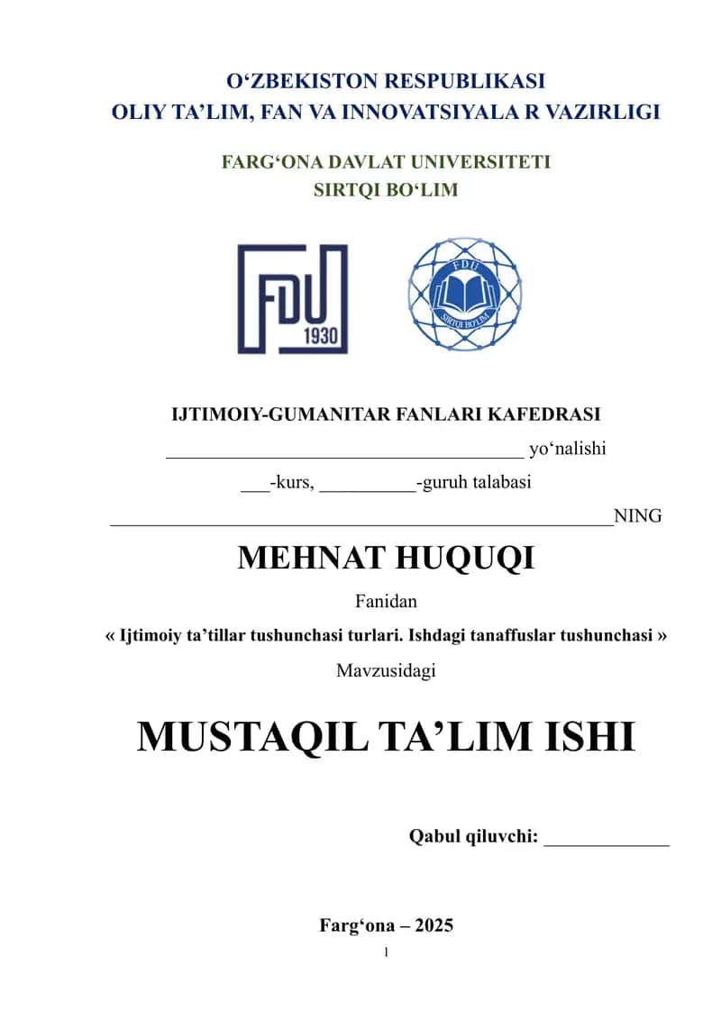 Ijtimoiy taʼtillar tushunchasi turlari. Ishdagi tanaffuslar tushunchasi