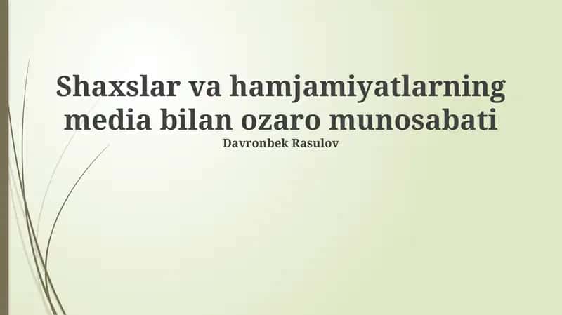 OAV bilan jamoatchilikning o'zaro ta'siri