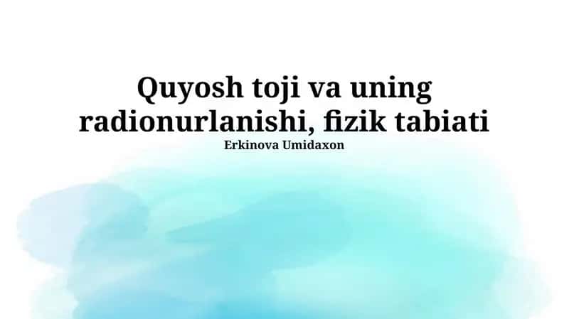 Quyosh Tojining Radio Nurlanishi
