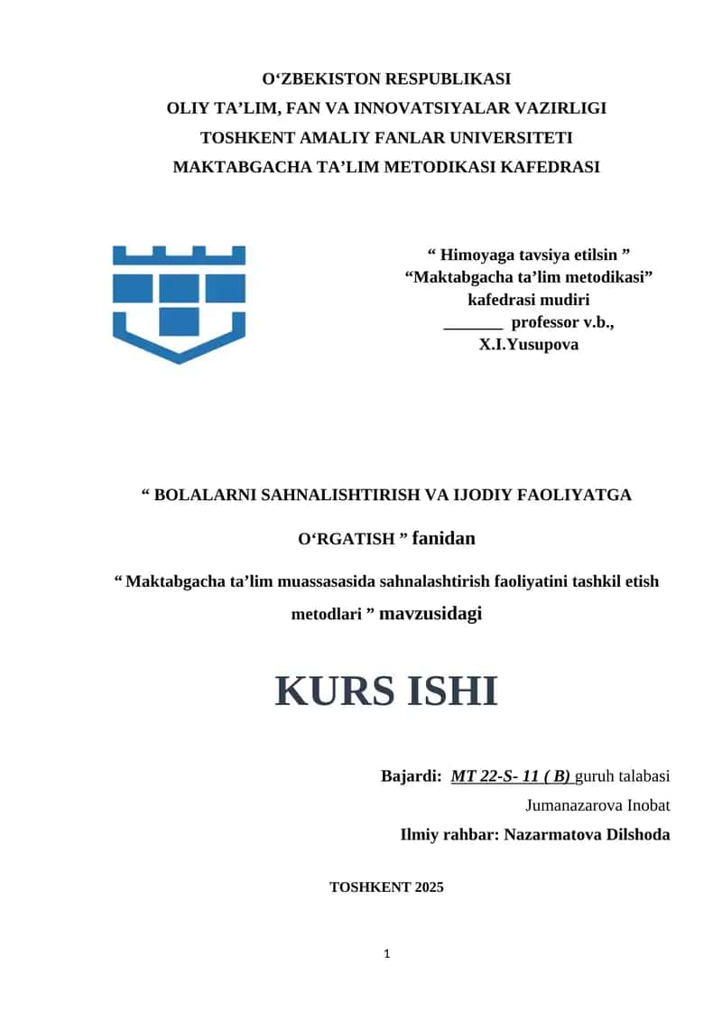 Maktabgacha taʼlim muassasasida sahnalashtirish faoliyatini tashkil etish metodlari .docx