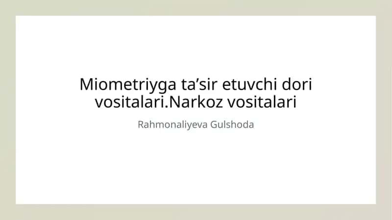 Miometriyga ta'sir etuvchi dori vositalari