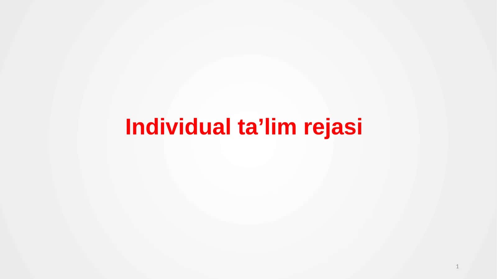 Individual ta'limiy reja
