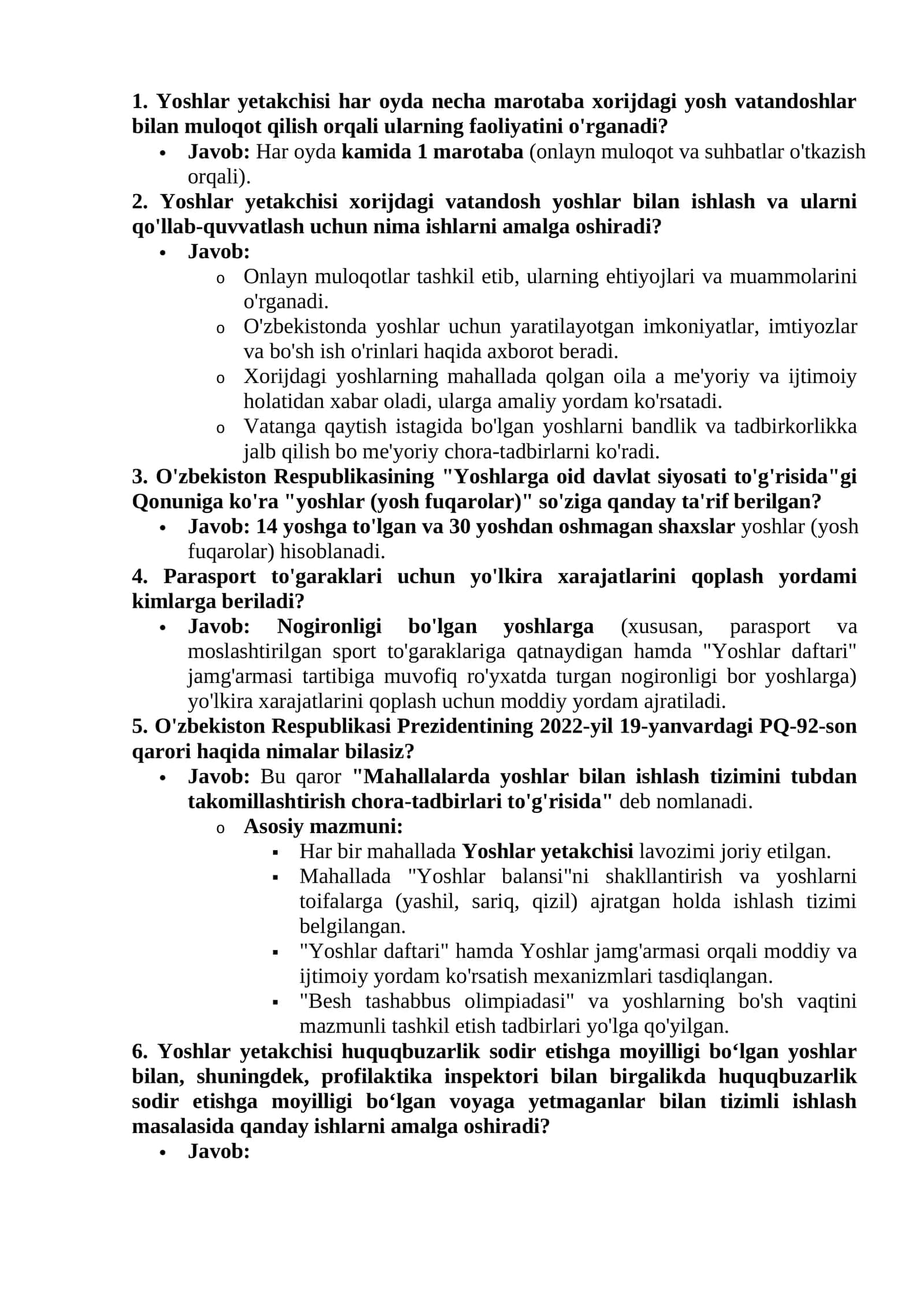 Argos yoshlar yetakchiligiga suhbat savollar javobi bilan 50 ta savol