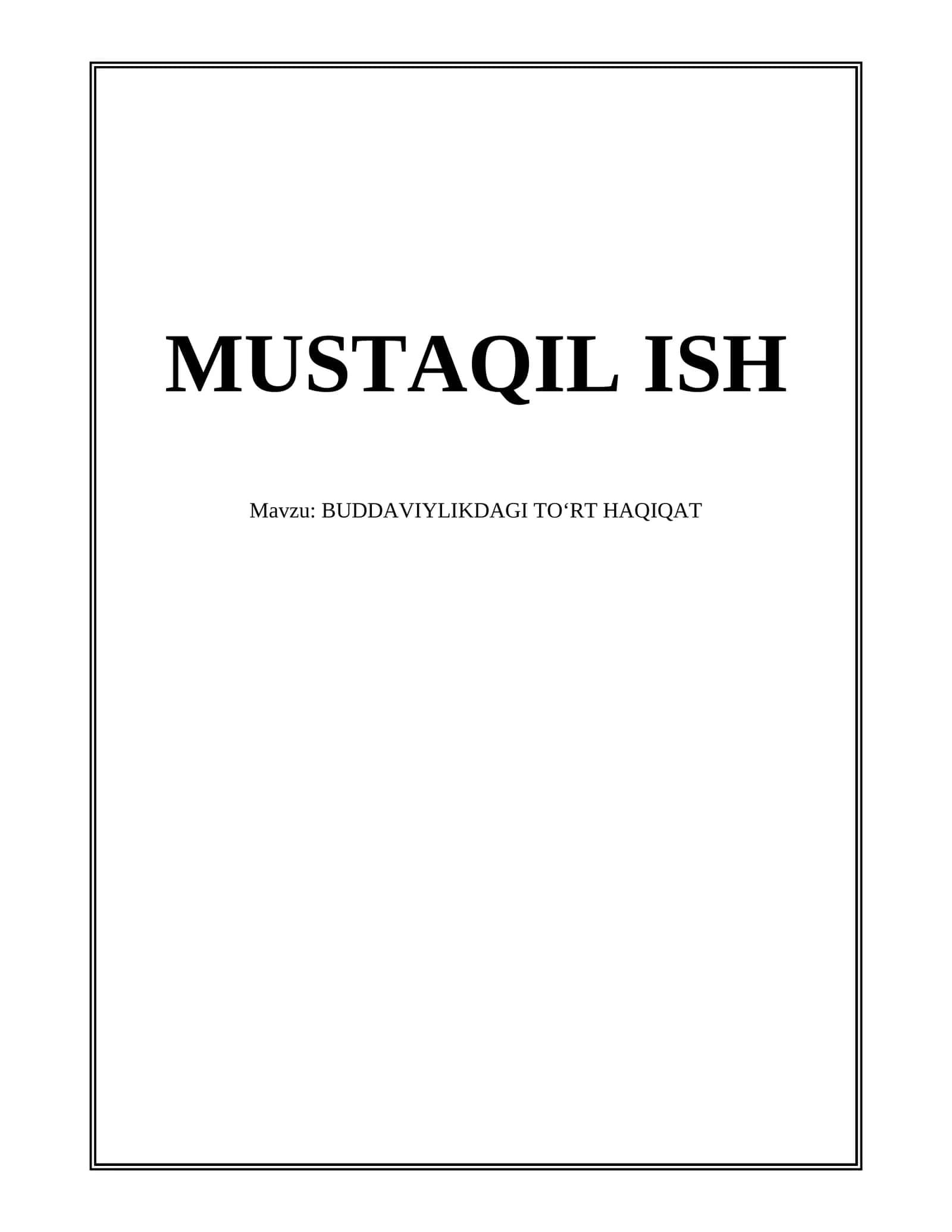 BUDDAVIYLIKDAGI TOʻRT HAQIQAT