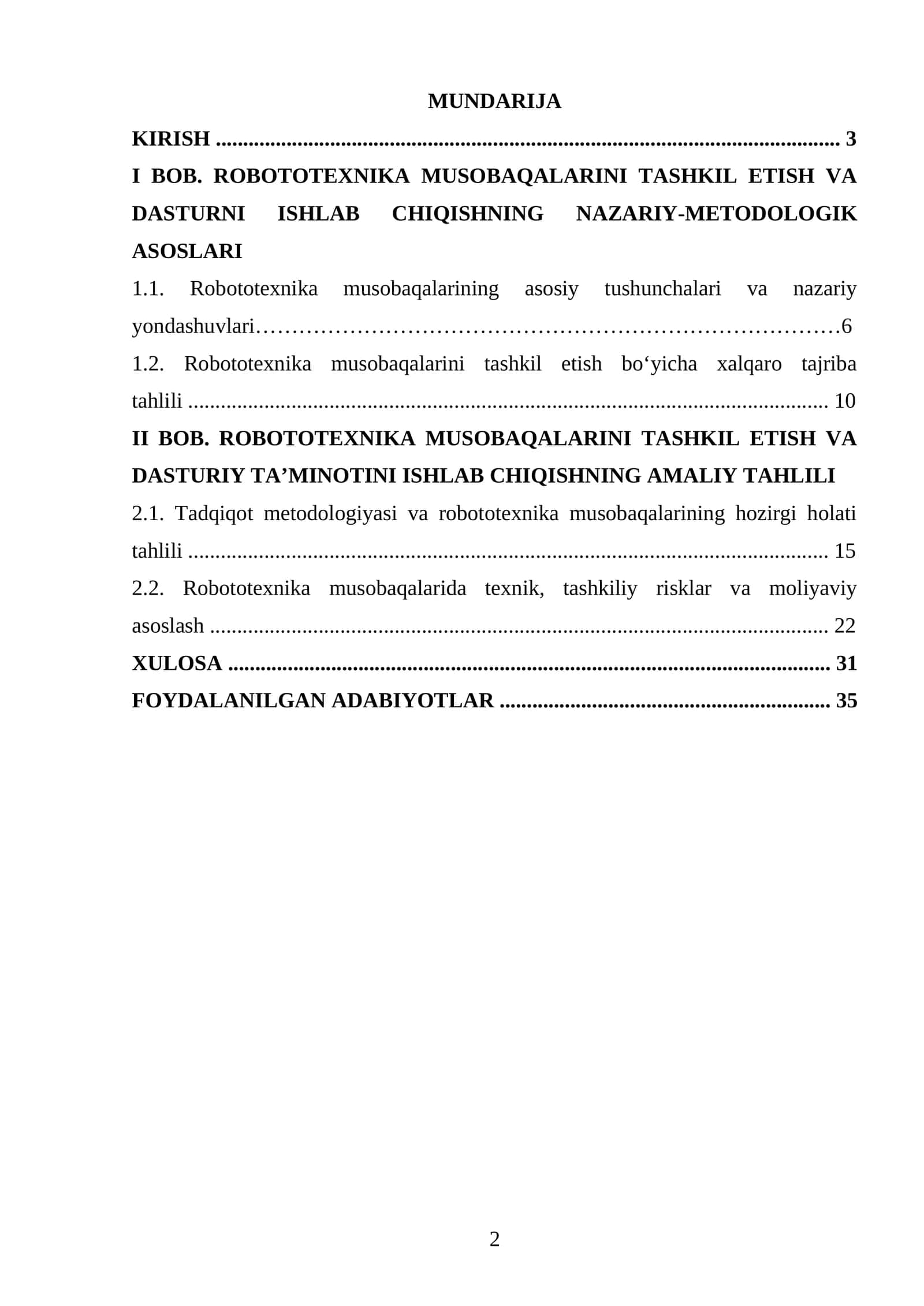 ROBOTOTEXNIKA MUSOBAQALARINI TASHKIL ETISH VA DASTURNI ISHLAB CHIQISHNING NAZARIY-METODOLOGIK ASOSLARI