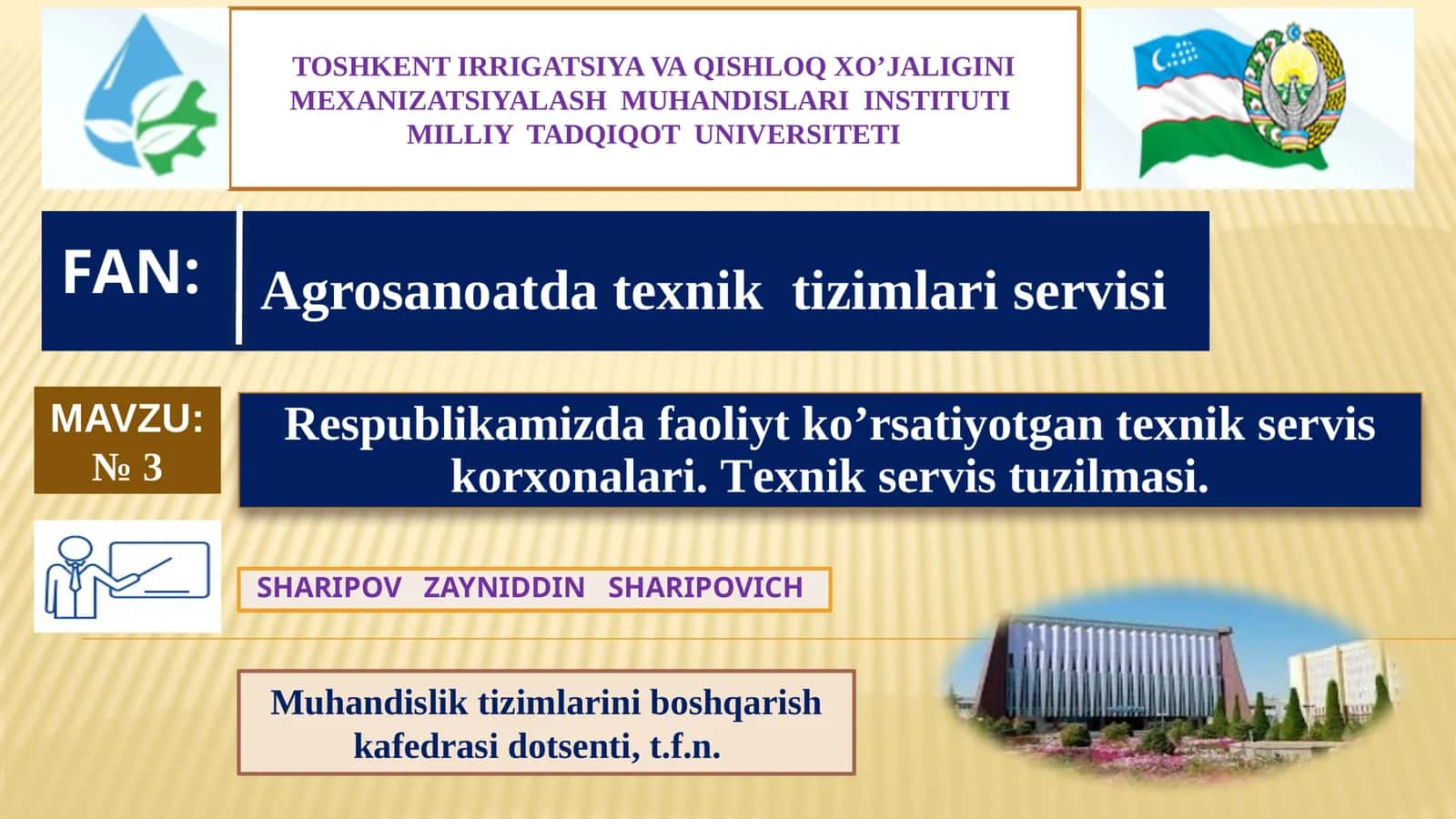 Agrosanoatda texnik tizimlari servisi