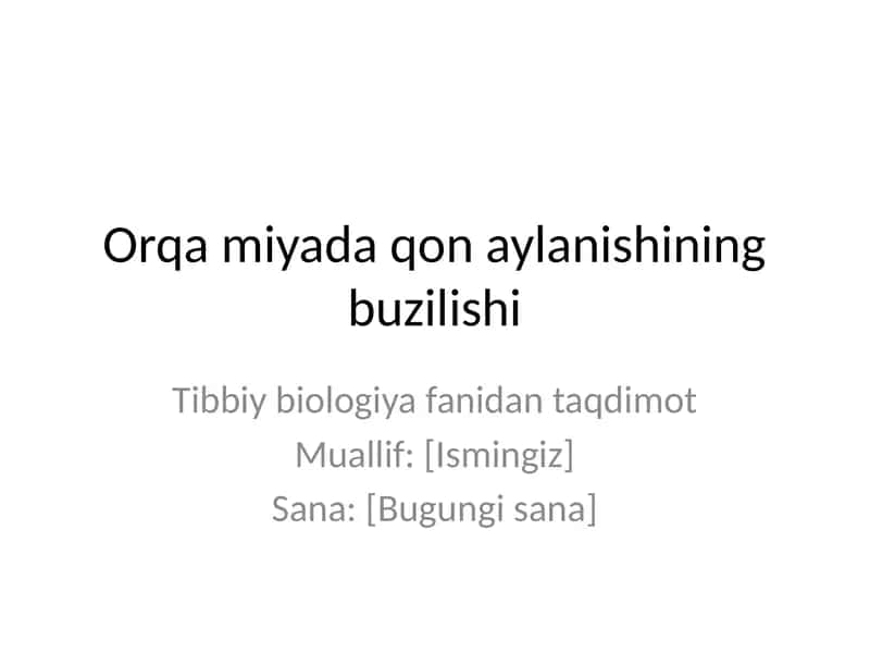 Orqa miyada qon aylanishining buzilishi