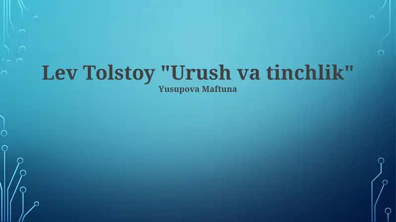 Urush va tinchlik