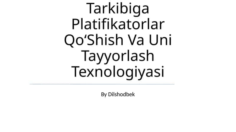 Beton Qorishmasi Tarkibiga Platifikatorlar QoʻShish Va Uni Tayyorlash Texnologiyasi