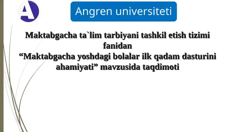 Maktabgacha yoshdagi bolalar ilk qadam dasturini ahamiyati