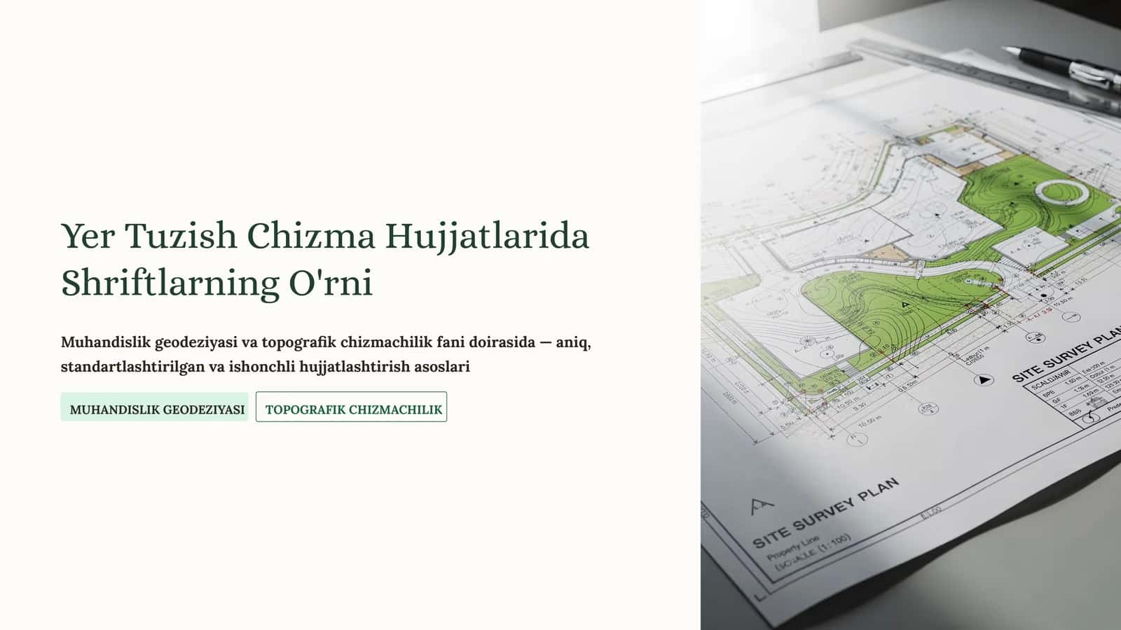 Muhandislik Geodeziyasi va Topografik Chizmachilik Fani Tushunchalari