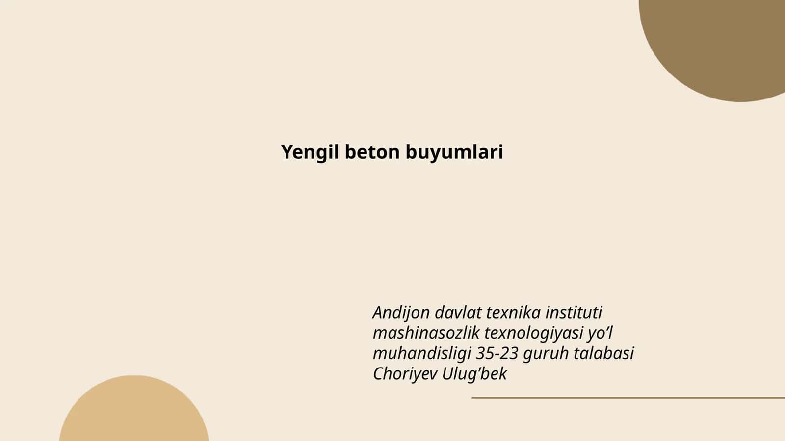 Yengil beton buyumlari