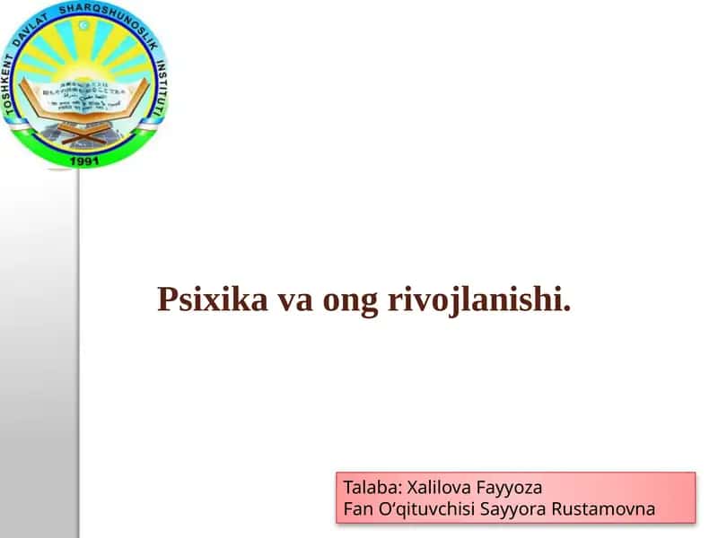 Psixikavaongrivojlanishi