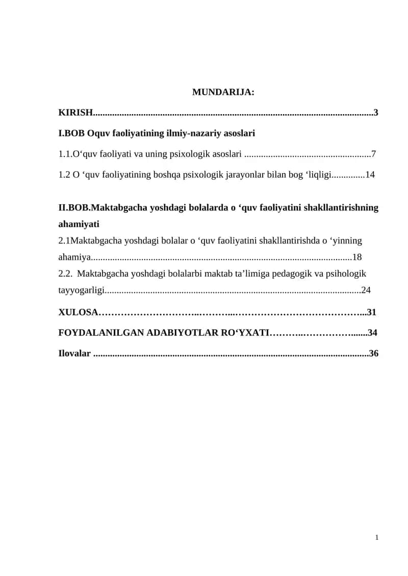 Kurs ishining dolzarbligi.Maktabgacha ta’lim