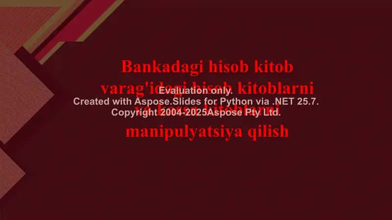 Bankadagi hisob kitob varag'idagi hisob kitoblarni va kassa kitoblarni manipulyatsiya qilish