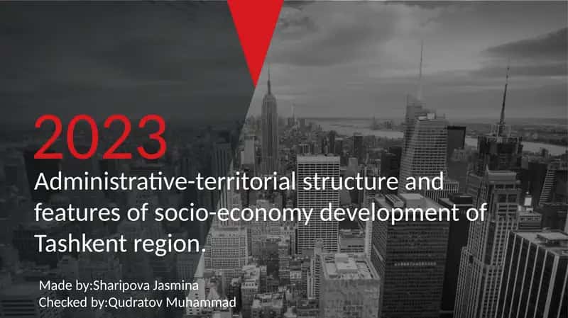 Administrative-territorial structure and features of socio-economy development of Tashkent region