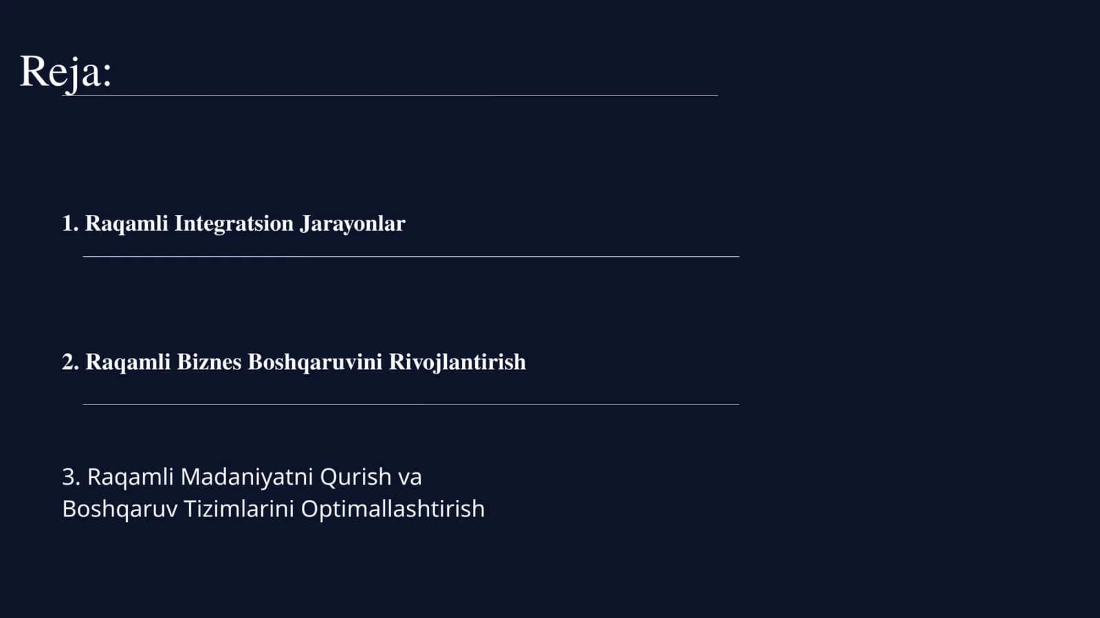 Raqamli Biznes Boshqaruvini Rivojlantirish