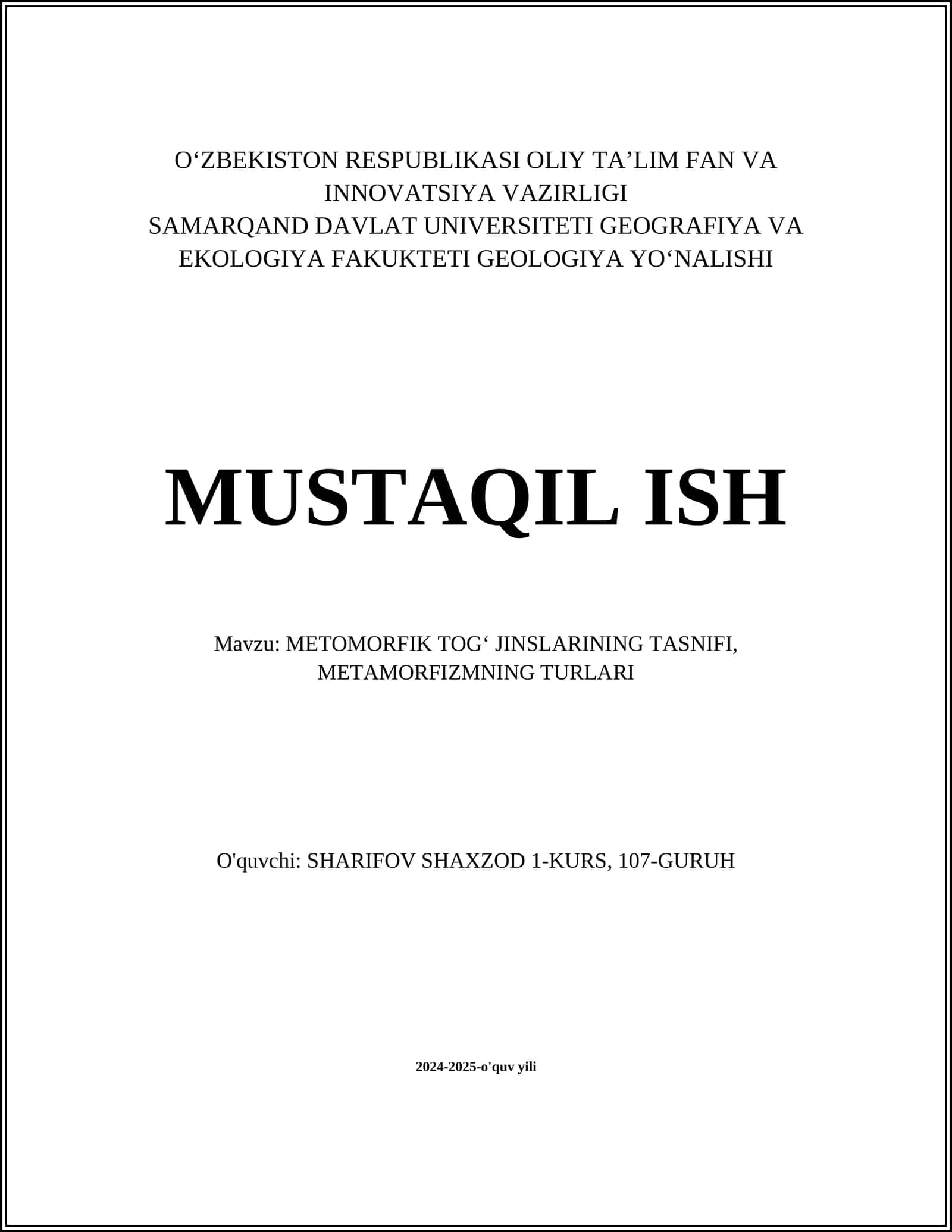 METOMORFIK TOGʻ JINSLARINING TASNIFI, METAMORFIZMNING TURLARI