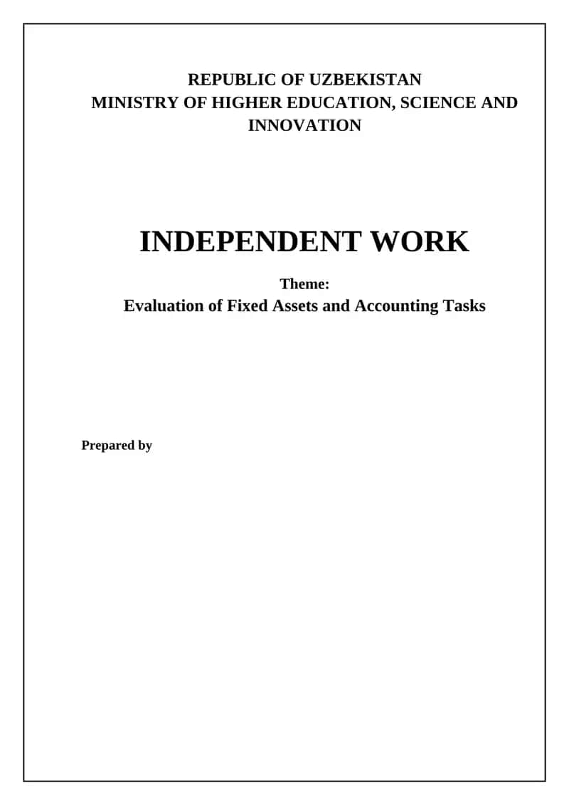 Evaluation of Fixed Assets and Accounting Tasks