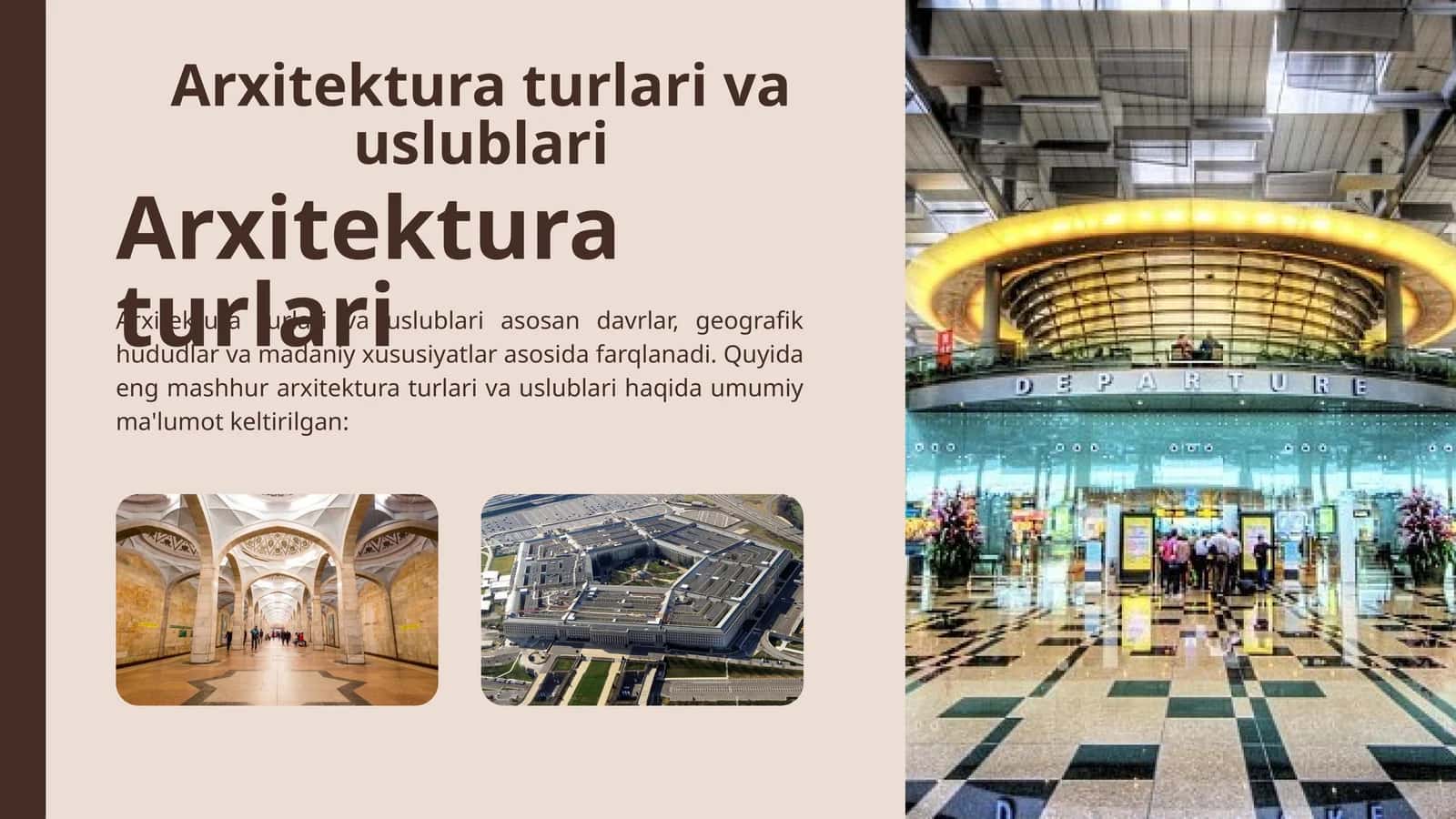 Arxitektura turlari va uslublari