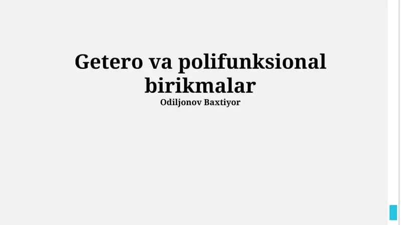 Getero va polifunksional birikmalar