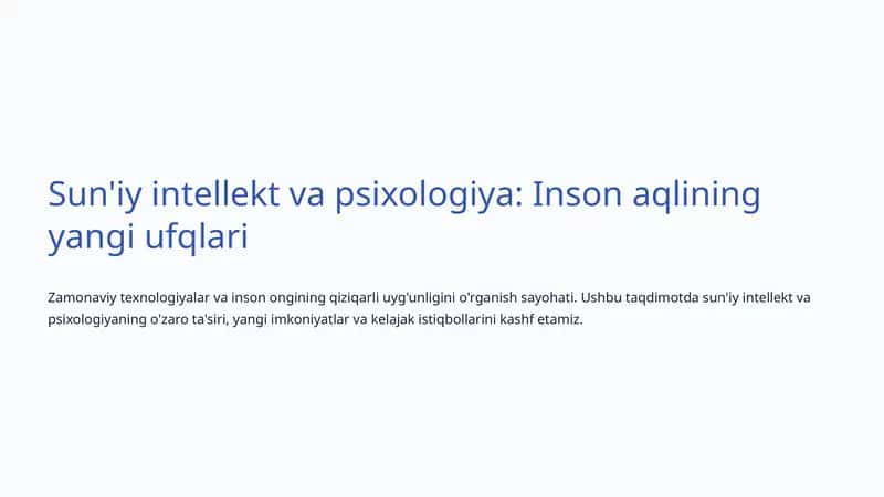Sun'iy intellekt va psixologiya: Inson aqlining yangi ufqlari