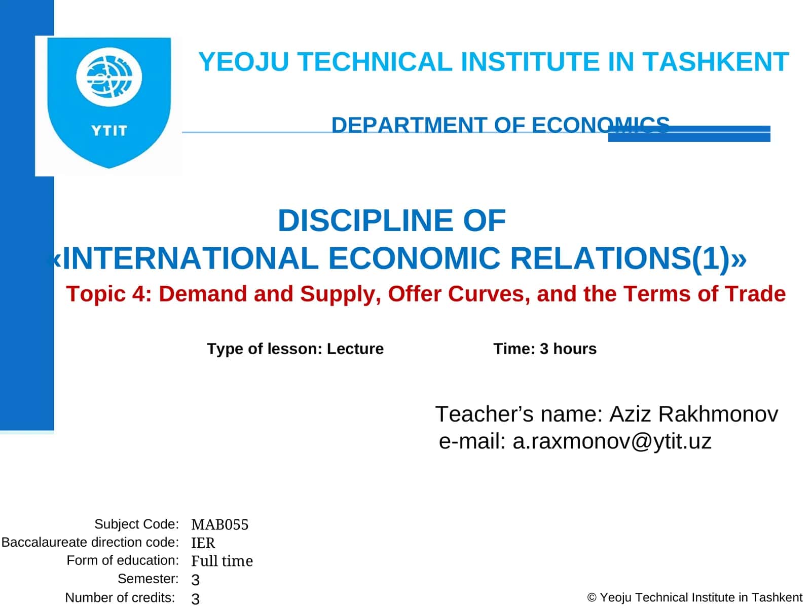 Demand and Supply, Offer Curves, and the Terms of Trade