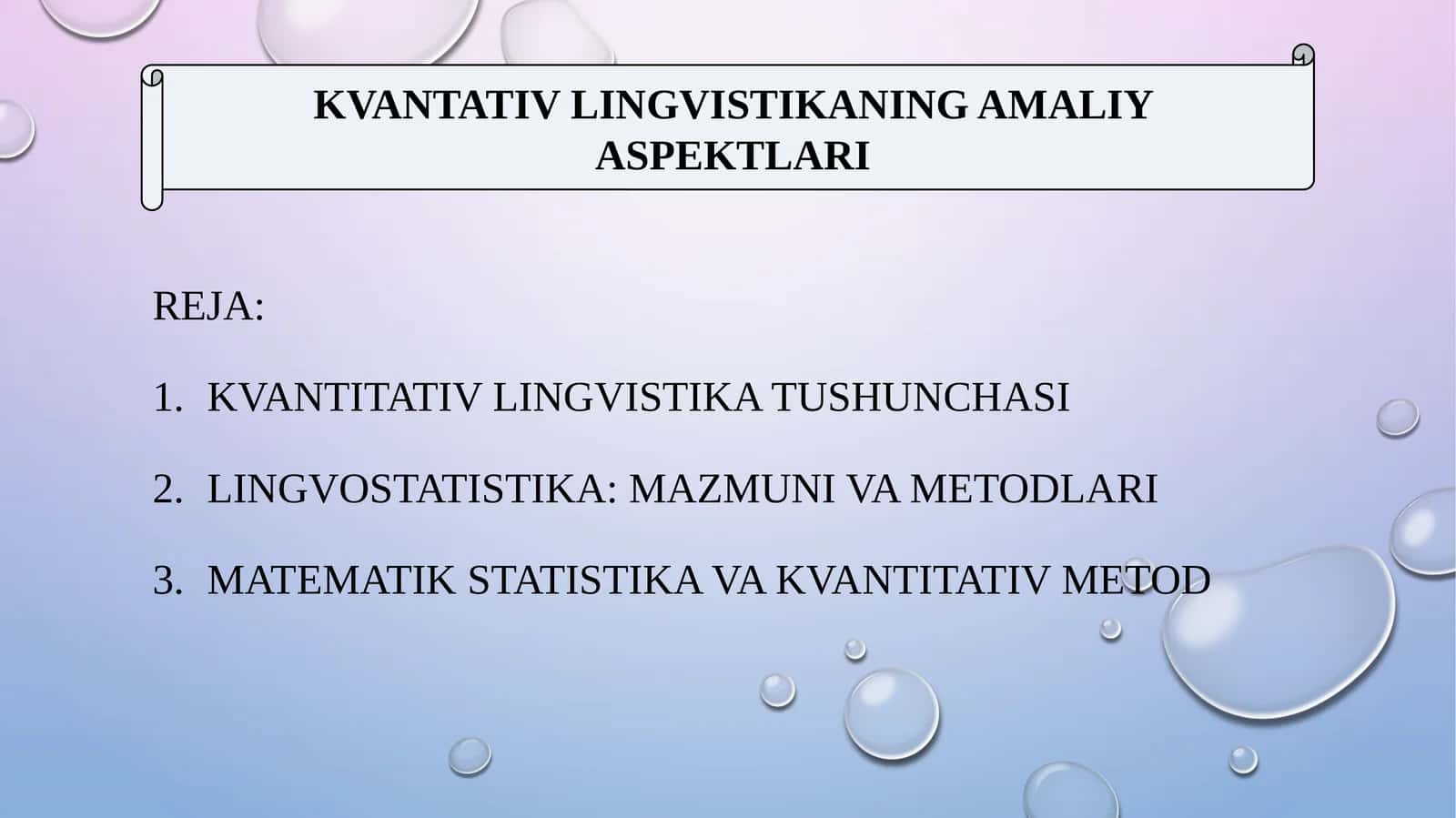 KVANTATIV LINGVISTIKANING AMALIY ASPEKTLARI