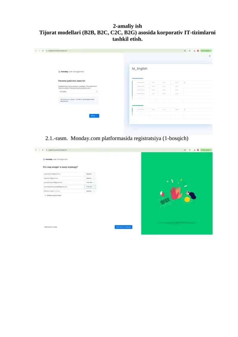 Tijorat modellari (B2B, B2C, C2C, B2G) asosida korporativ IT-tizimlarni tashkil etish