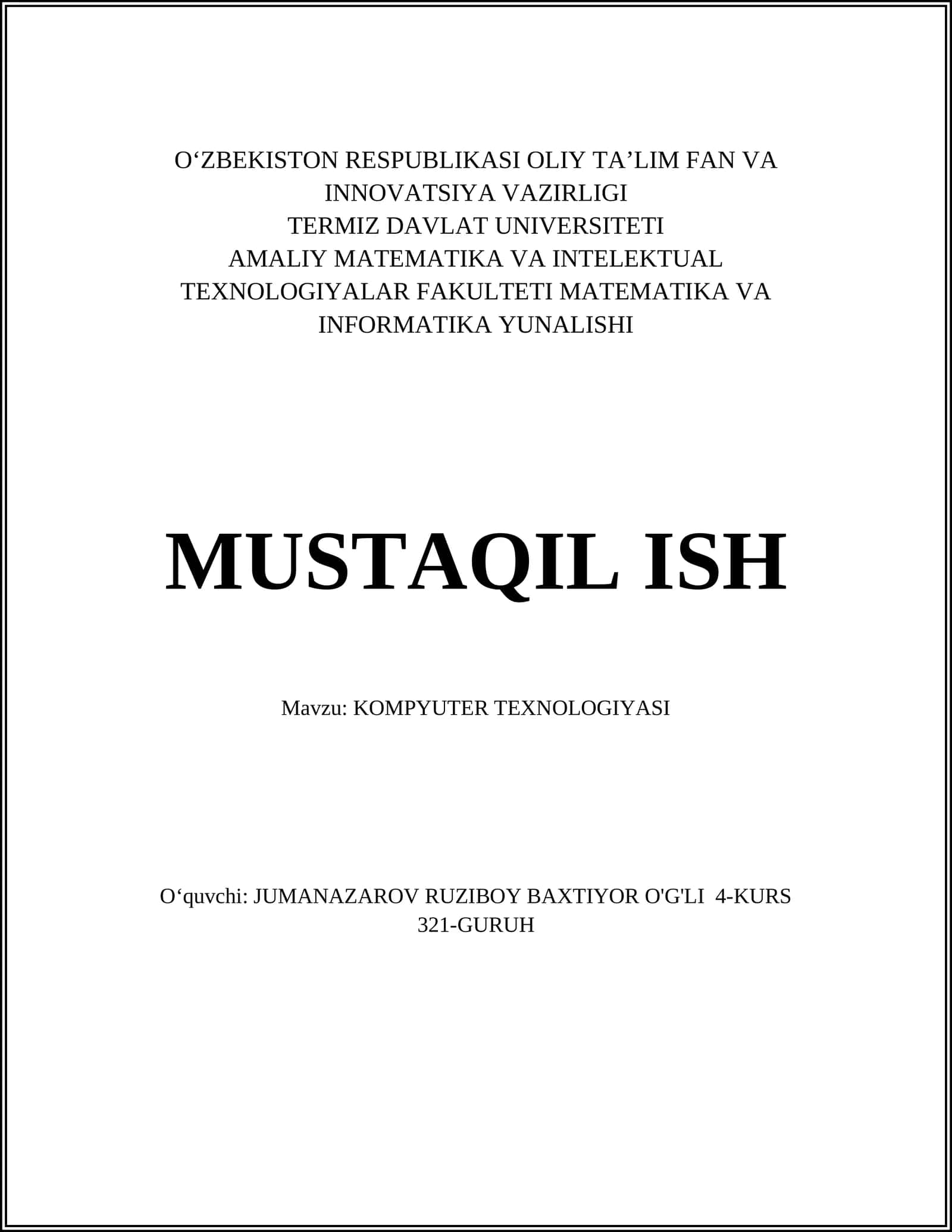 Kompyuter Texnologiyasi