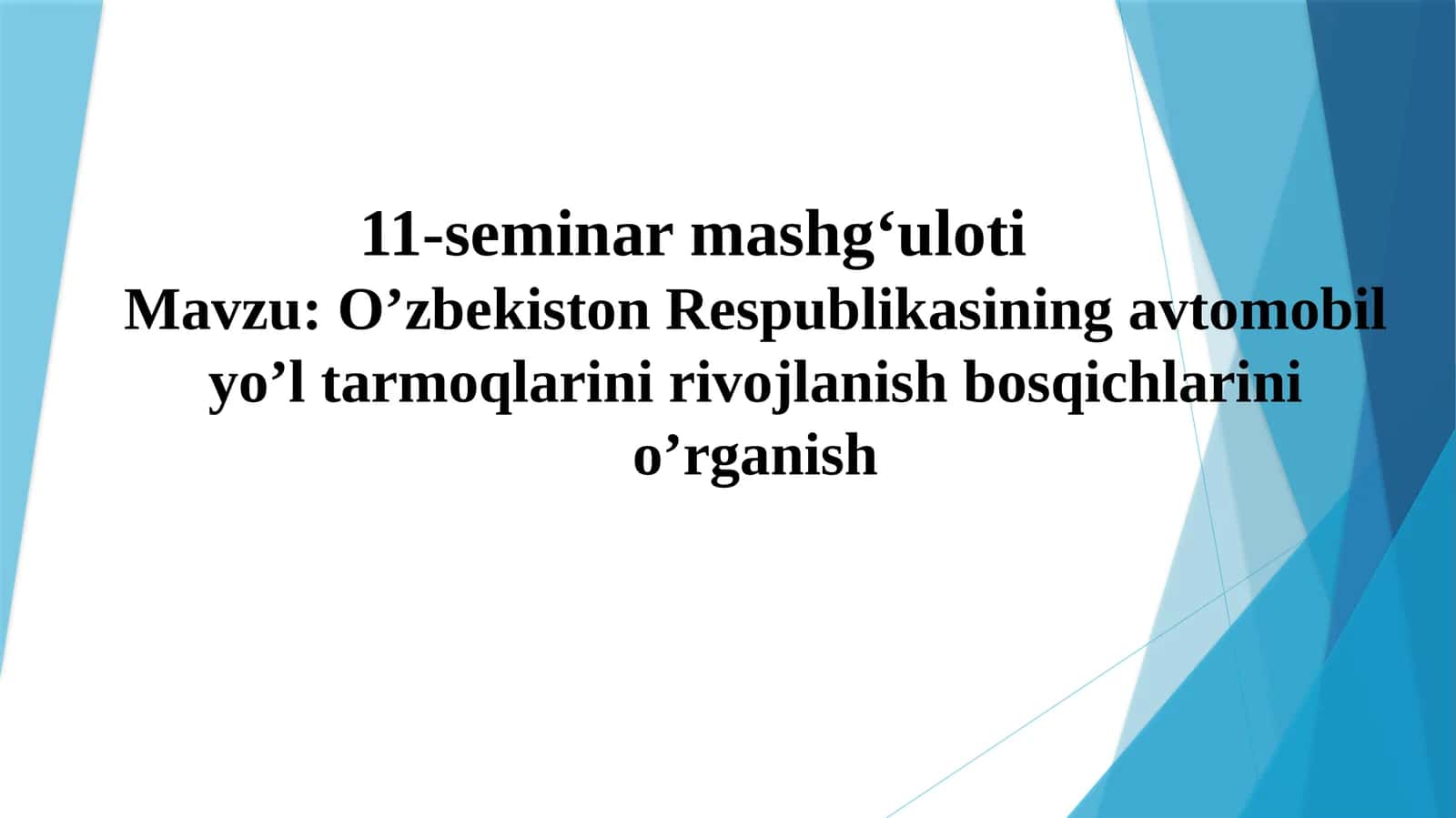 O’zbekiston Respublikasining avtomobil yo’ltanmoqlarini rivojlanish bosqichlarini o’rganish