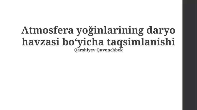 Atmosfera yoğinlarining daryo havzasi boʻyicha taqsimlanishi