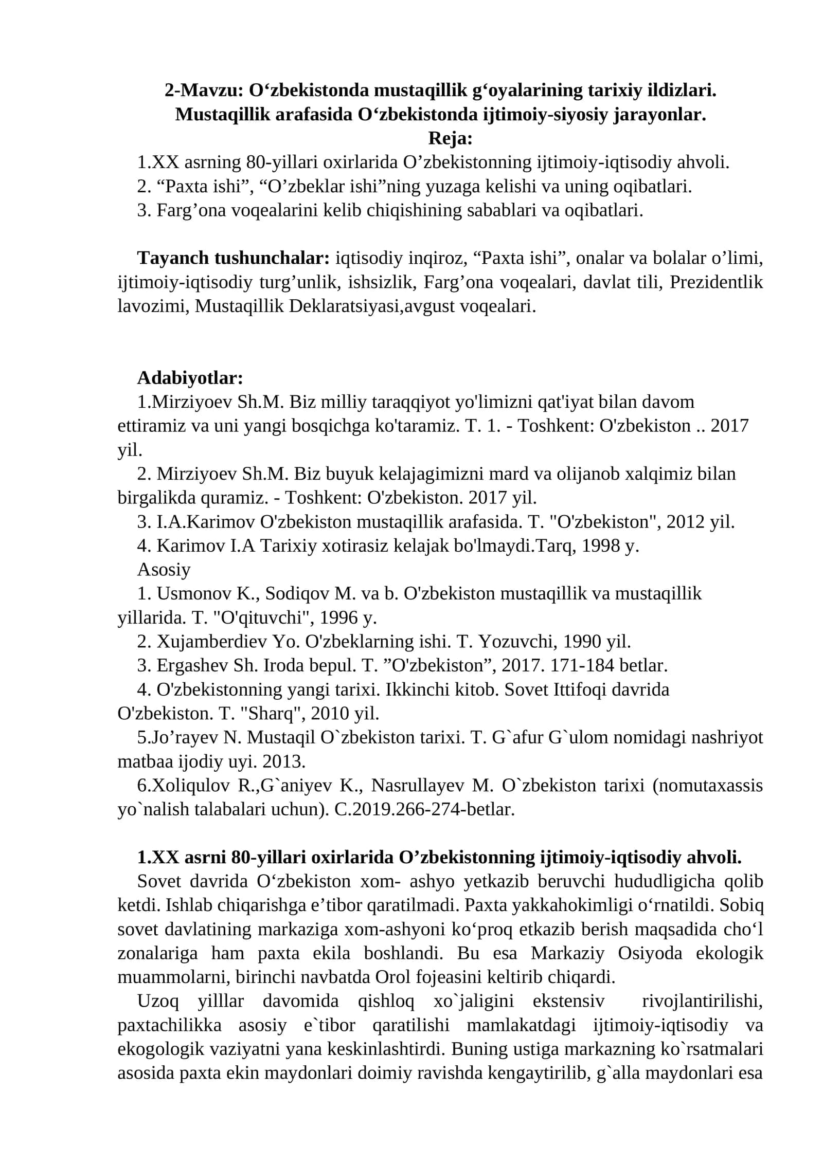 O‘zbekistonda mustaqillik g‘oyalarining tarixiy ildizlari
